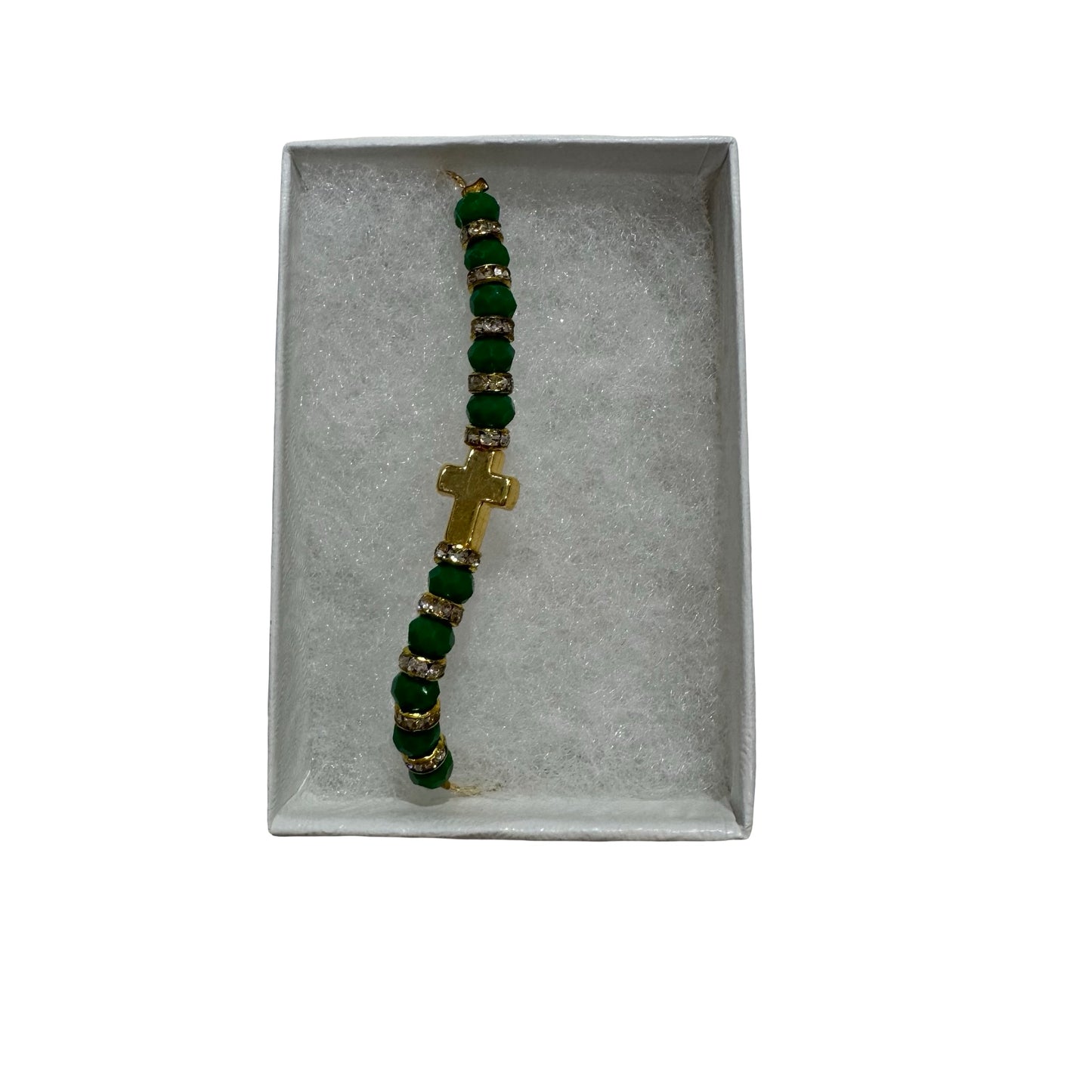 Gold Cross Rondelle Bracelet of Assorted Colors
