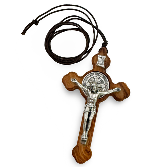Wood St. Benedict Crucifix Pendant of Assorted Styles