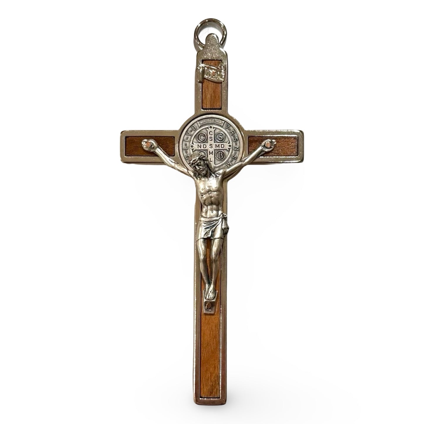 Classic Wooden St. Benedict Inlay Crucifix
