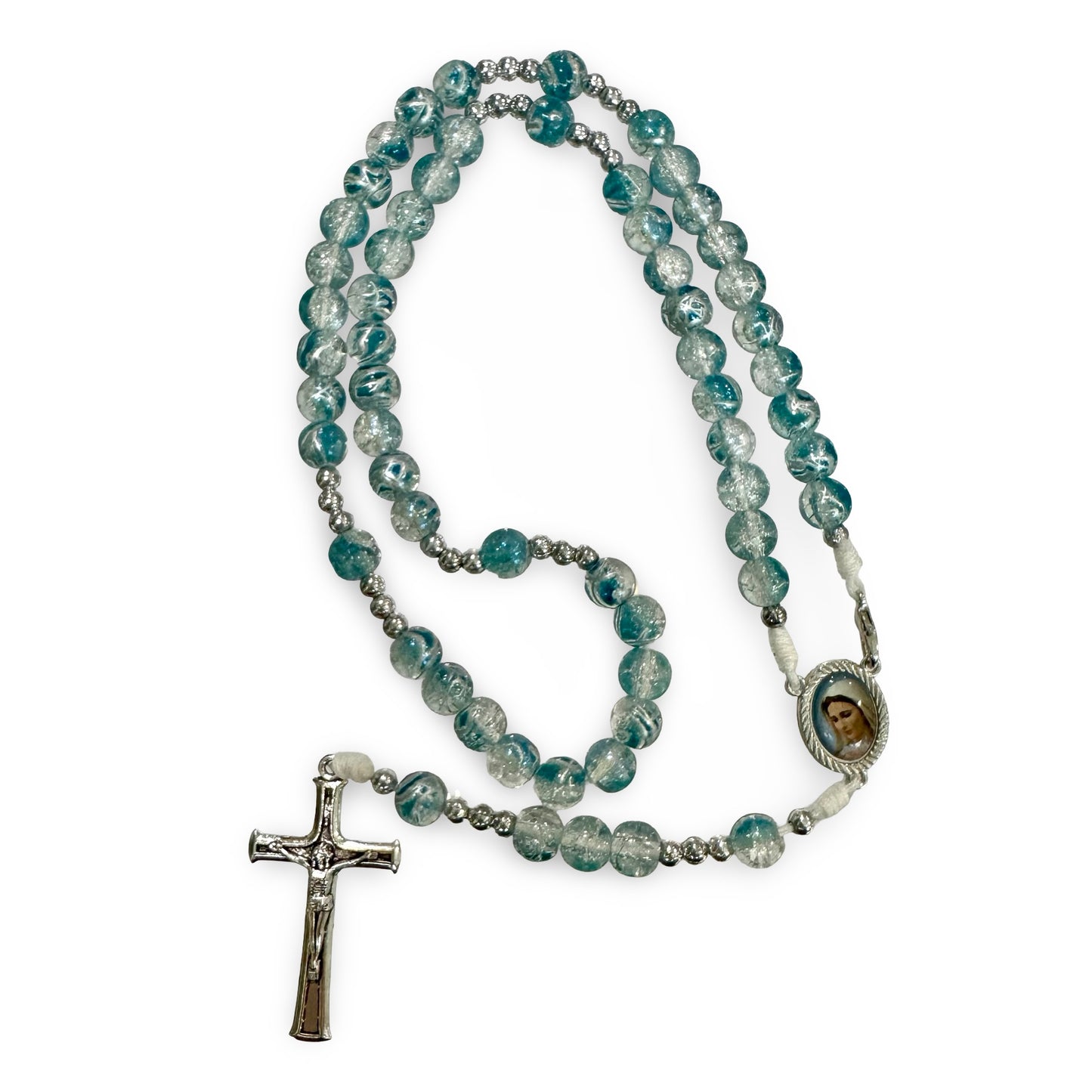 Glass Queen of Peace Rosary of Assorted Colors