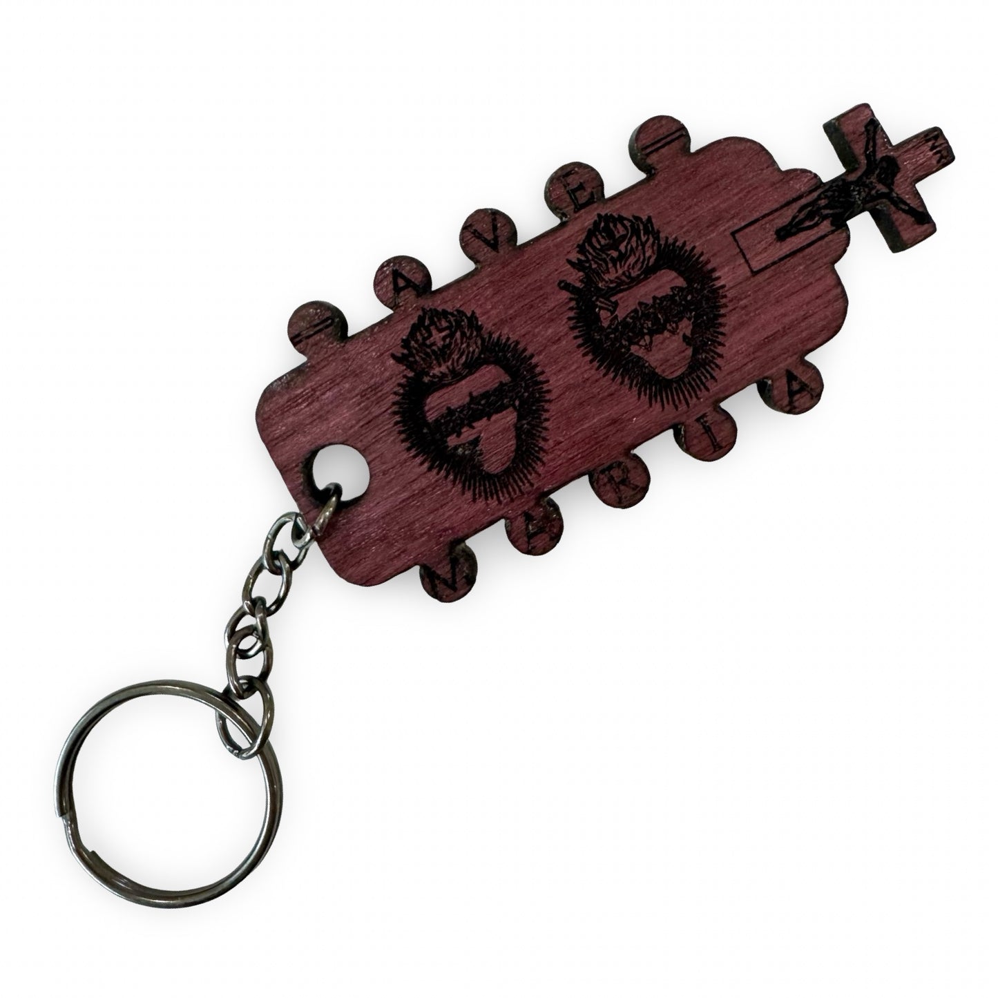 Handmade “Two Hearts” Wood Carved Keychain