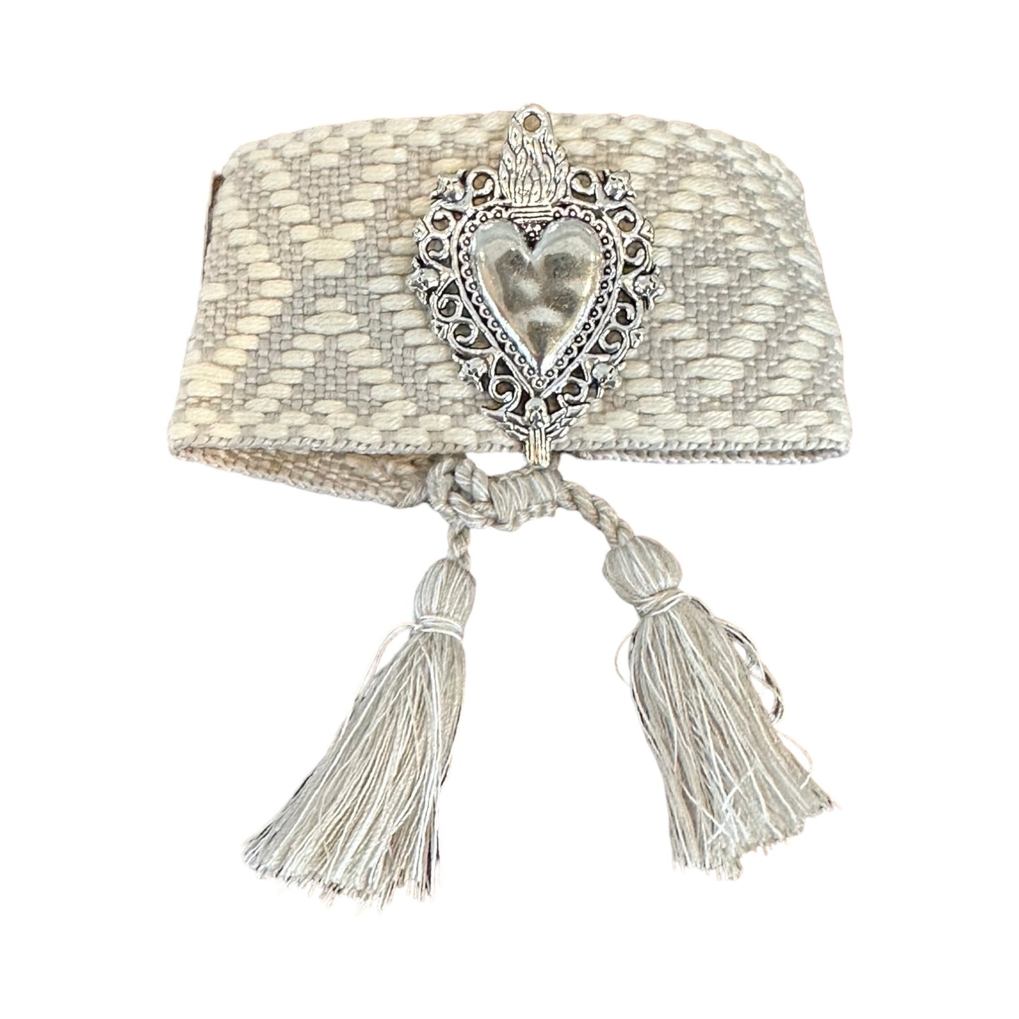 Adjustable Woven Bracelet with Metal Heart