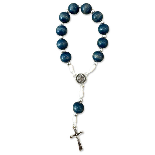 Blue Wooden St. Benedict Decade Rosary