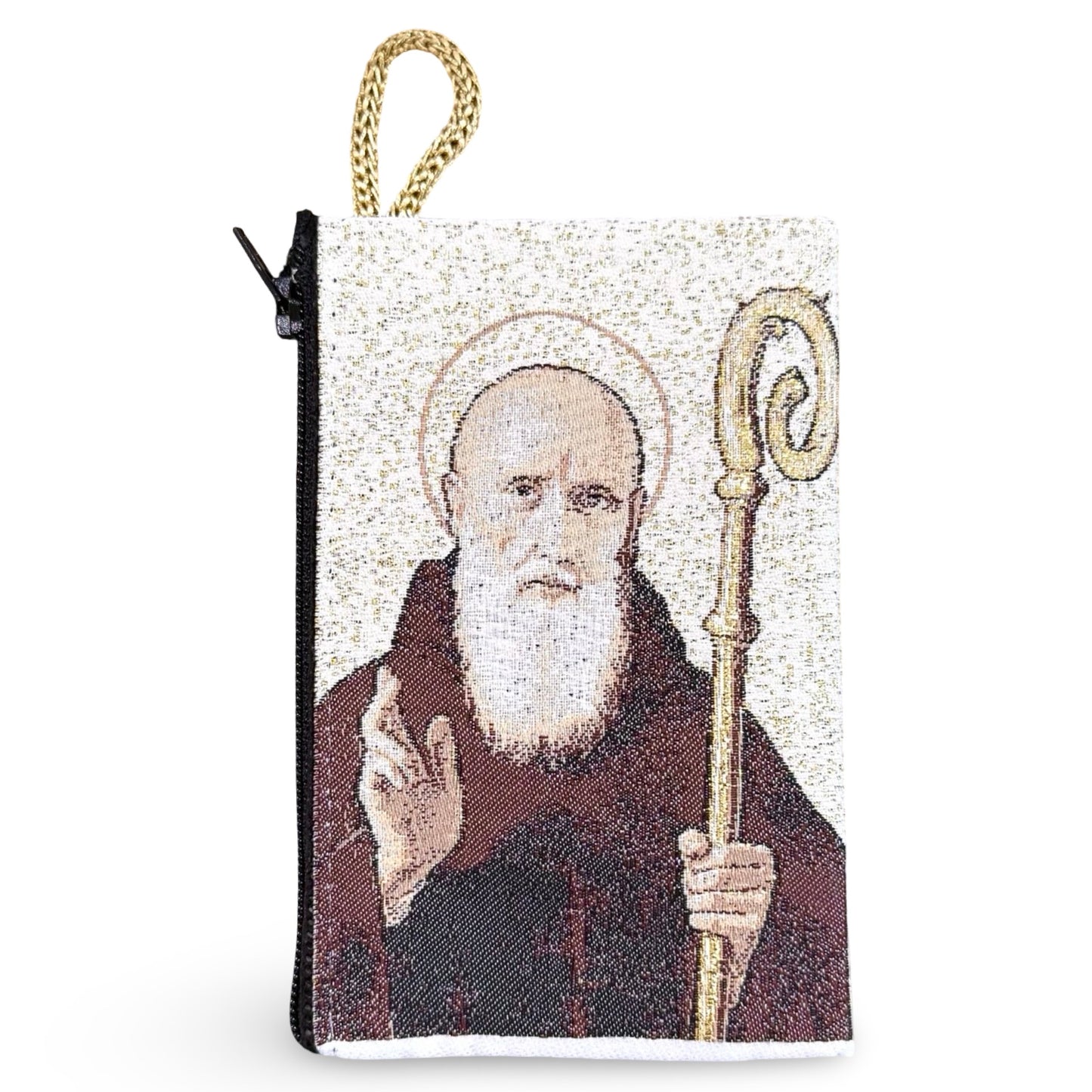 Cream St. Benedict Pouch with Gold Accents