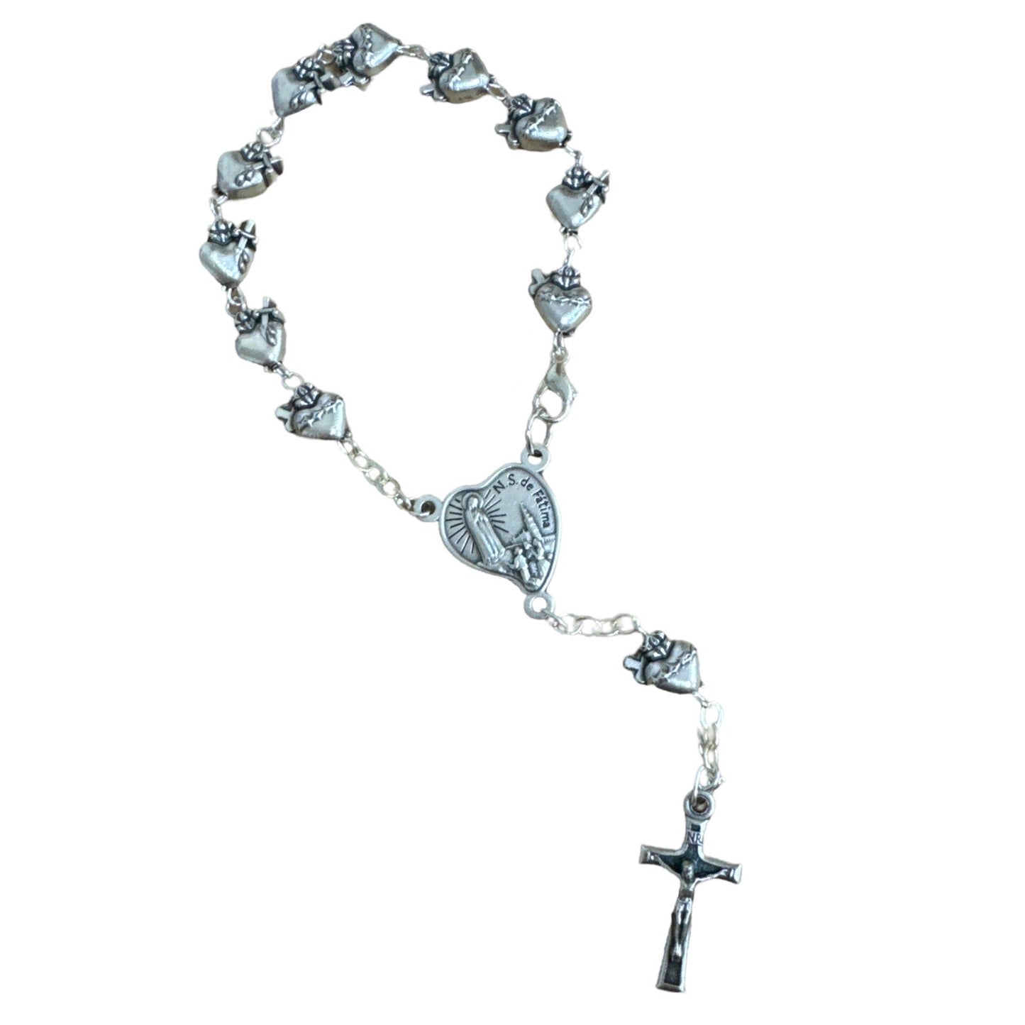 Pierced and Immaculate Heart Fatima Decade Rosary with Heart Center