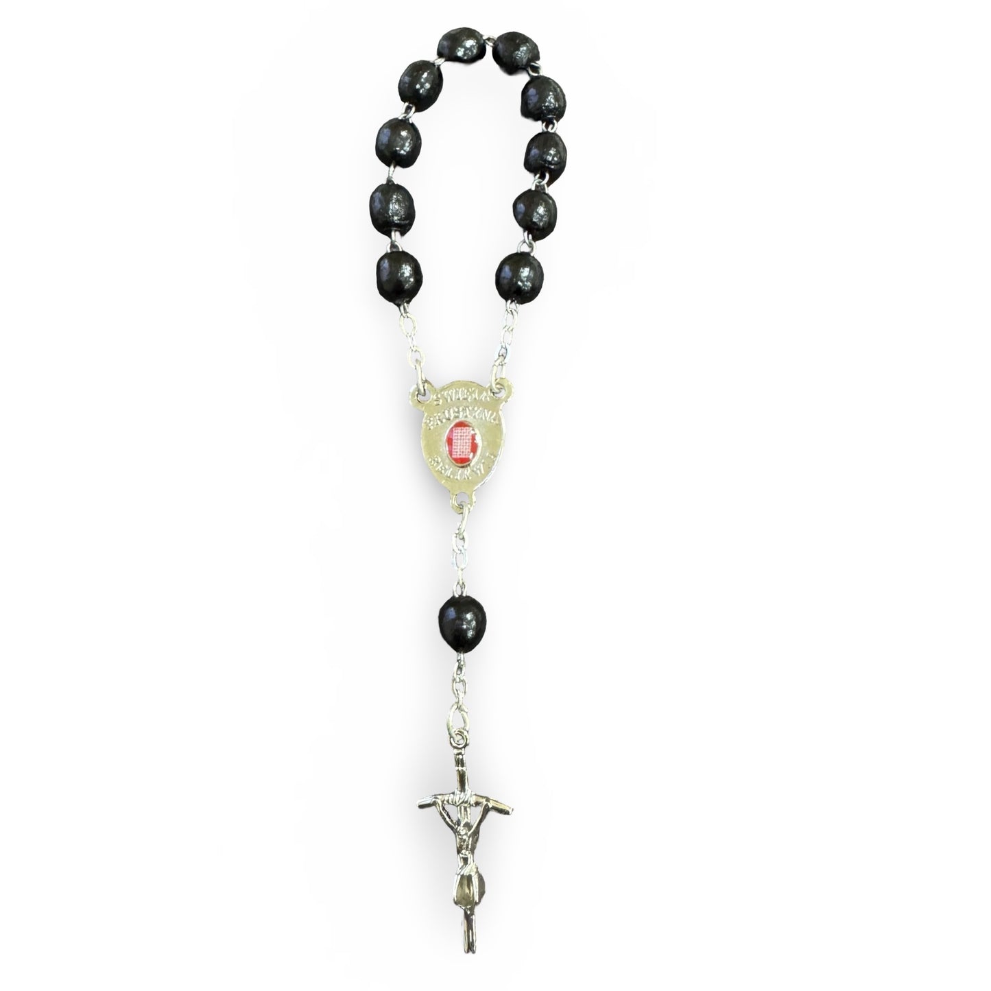 Wood St. Faustina Decade Rosary with Relic and Holy Card
