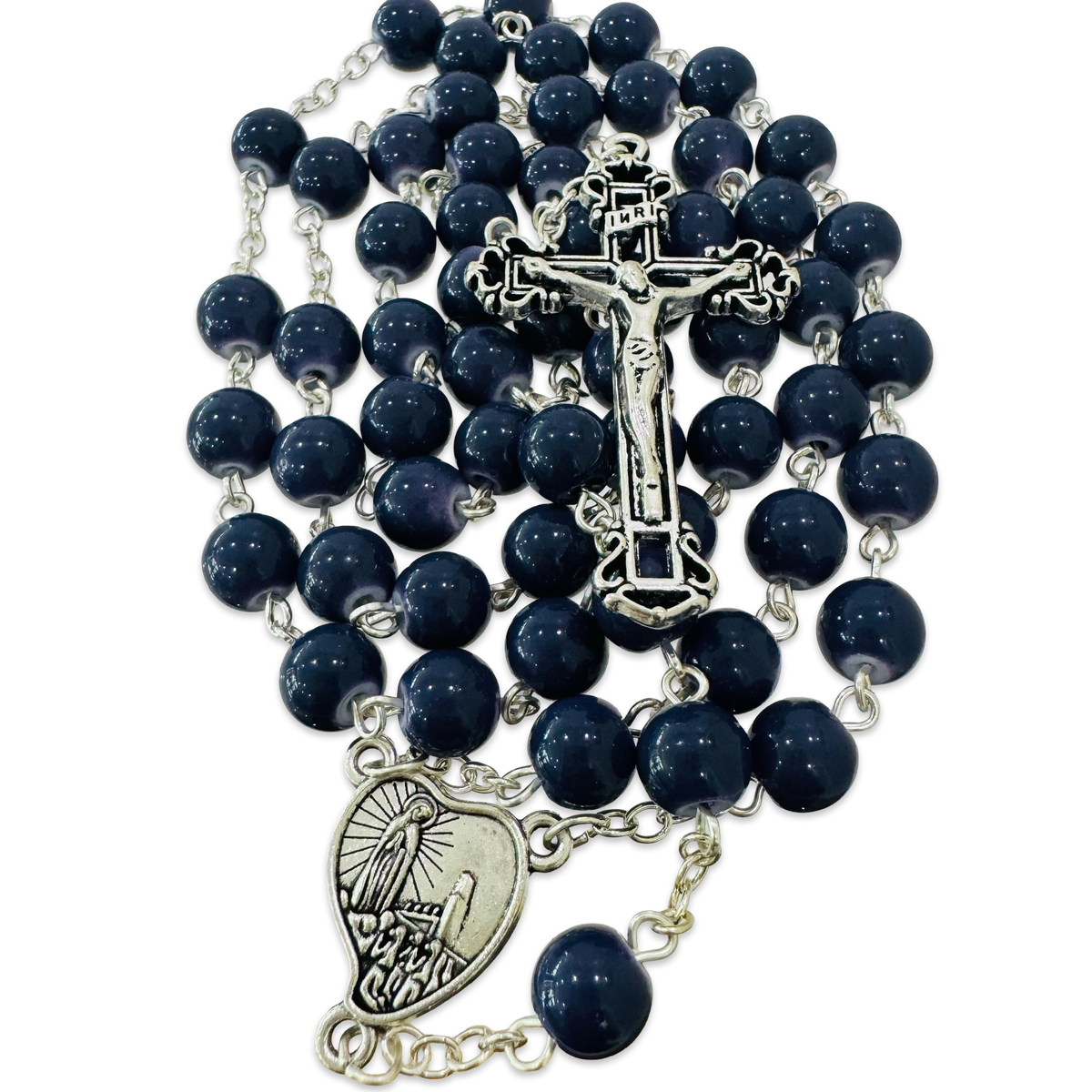 Marble Fatima Rosary With Heart-Shaped Case