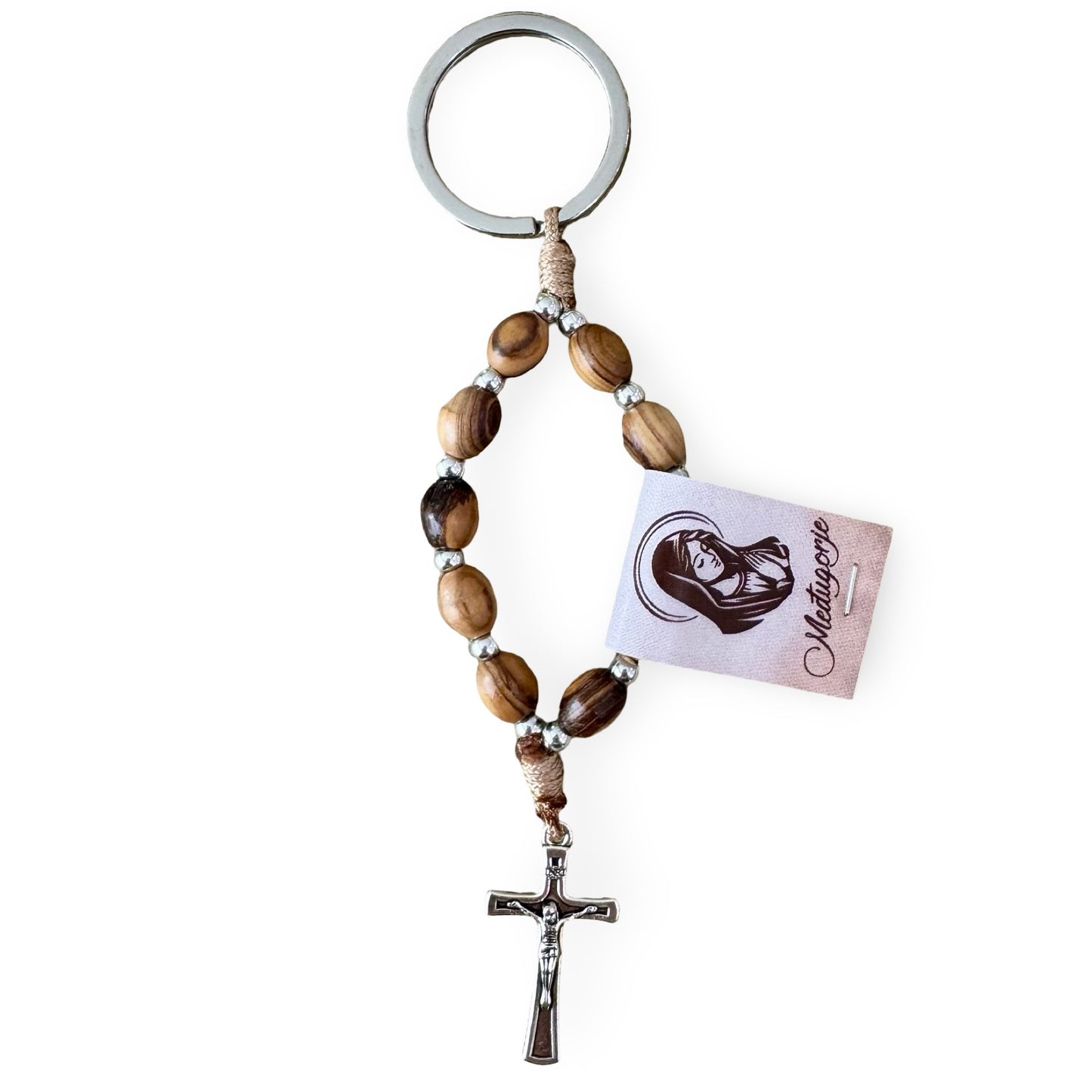Olive Wood Medjugorje Decade Keychain