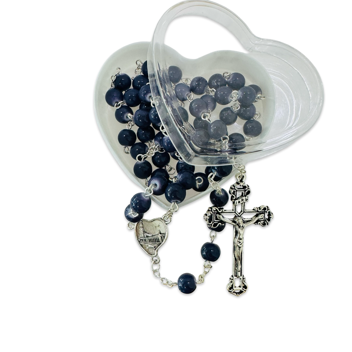 Marble Fatima Rosary With Heart-Shaped Case