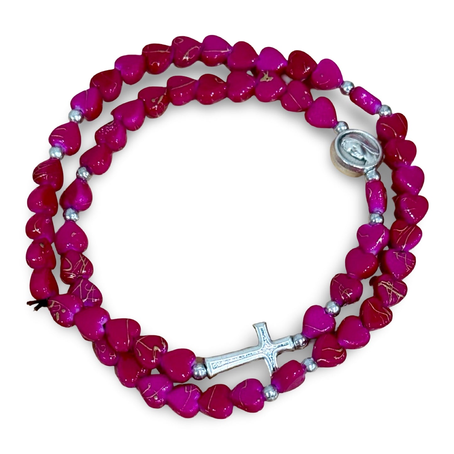 Heart Wrap-Around Rosary Bracelet of Assorted Colors