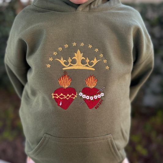 Two Hearts Embroidered Hoodies for Kids by SCTJM
