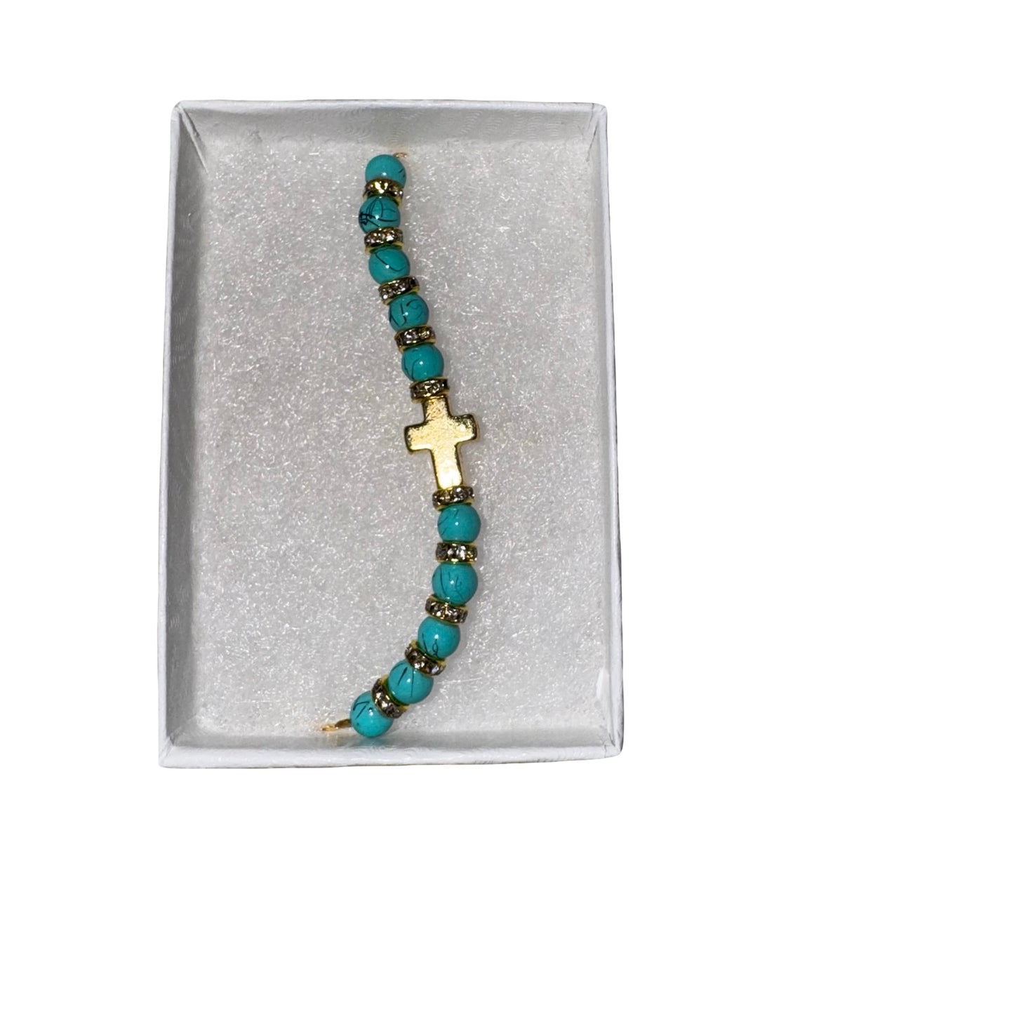 Gold Cross Rondelle Bracelet of Assorted Colors