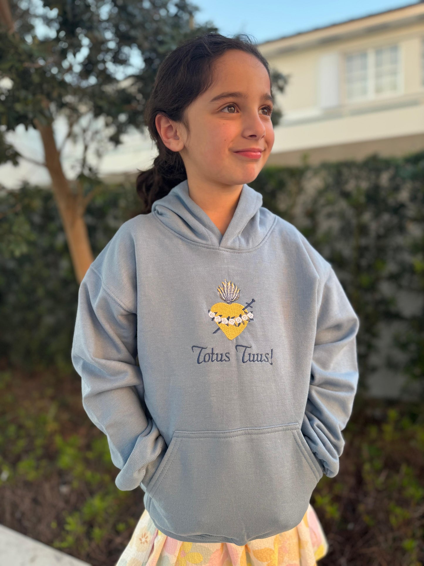 Totus Tuus "M" Embroidered Hoodies for Kids by SCTJM