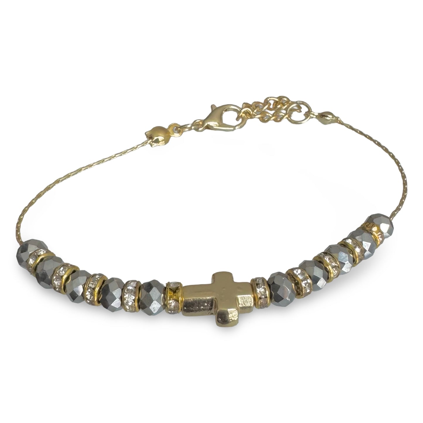 Gold Cross Rondelle Bracelet of Assorted Colors