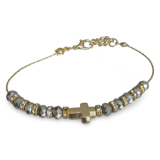 Gold Cross Rondelle Bracelet of Assorted Colors