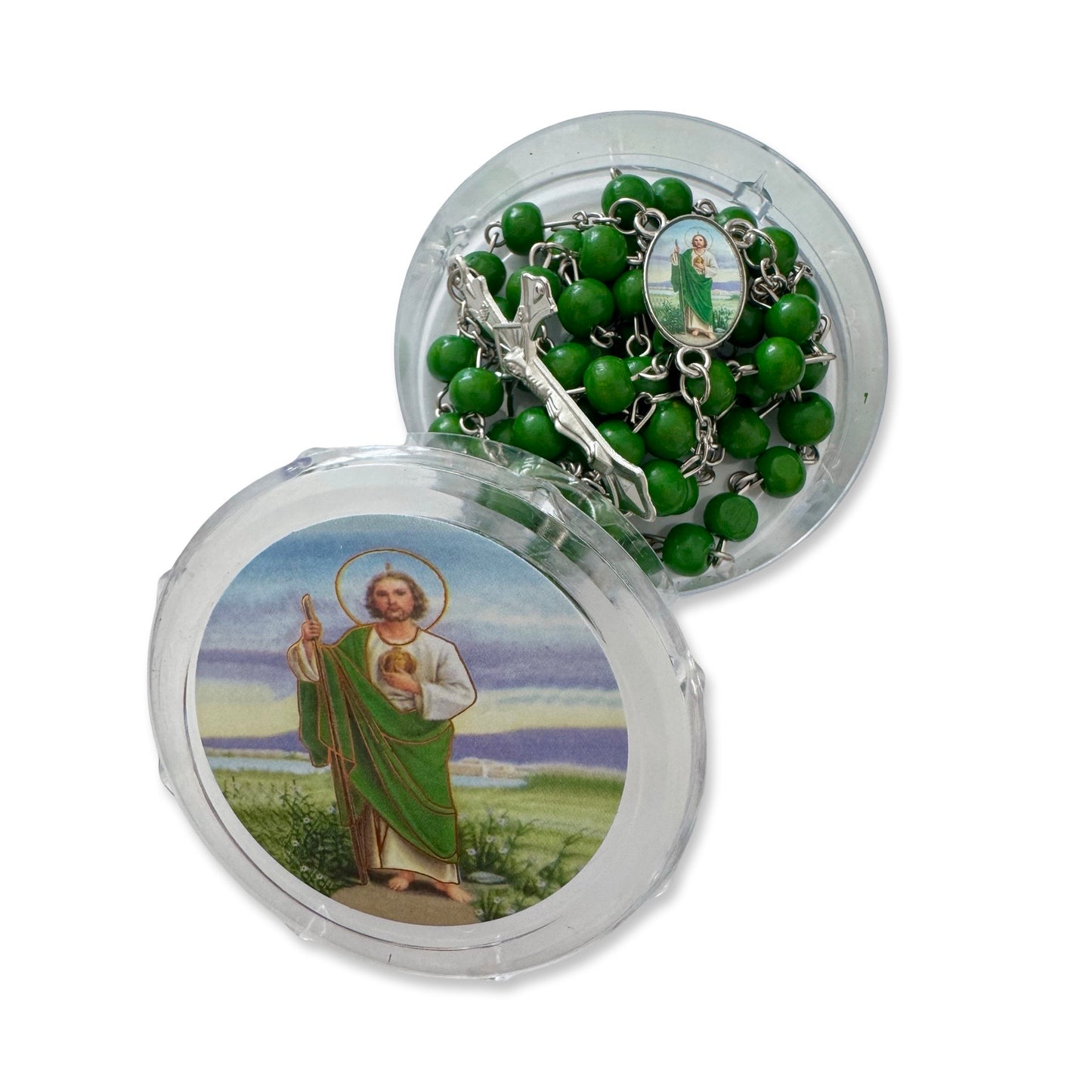 Green St. Jude Rosary With Case