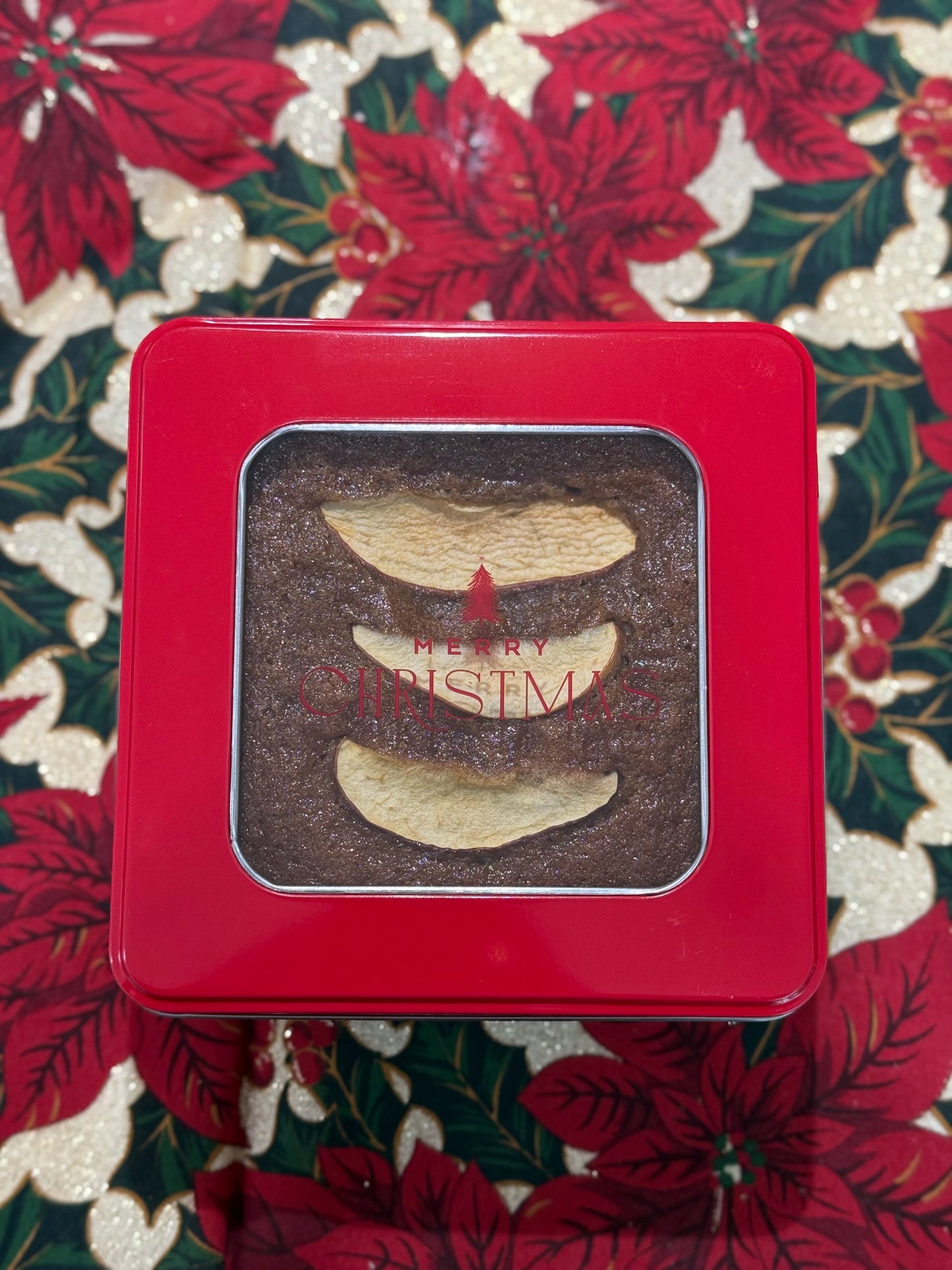 Christmas Breads - Square Red and White Christmas Tree Tin - SCTJM Nazareth Bakery