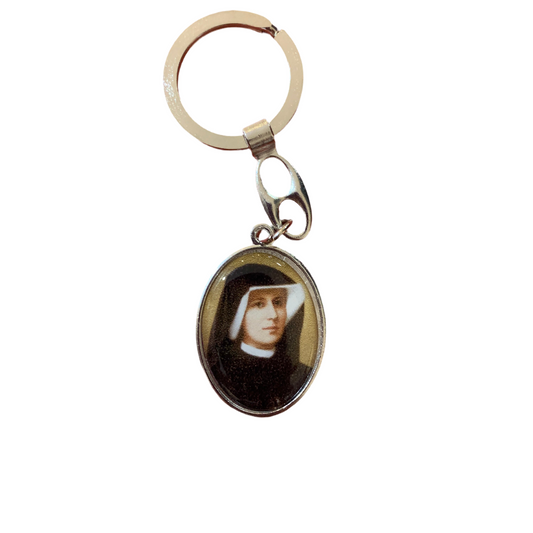 St. Faustina and Divine Mercy Colored Keychain