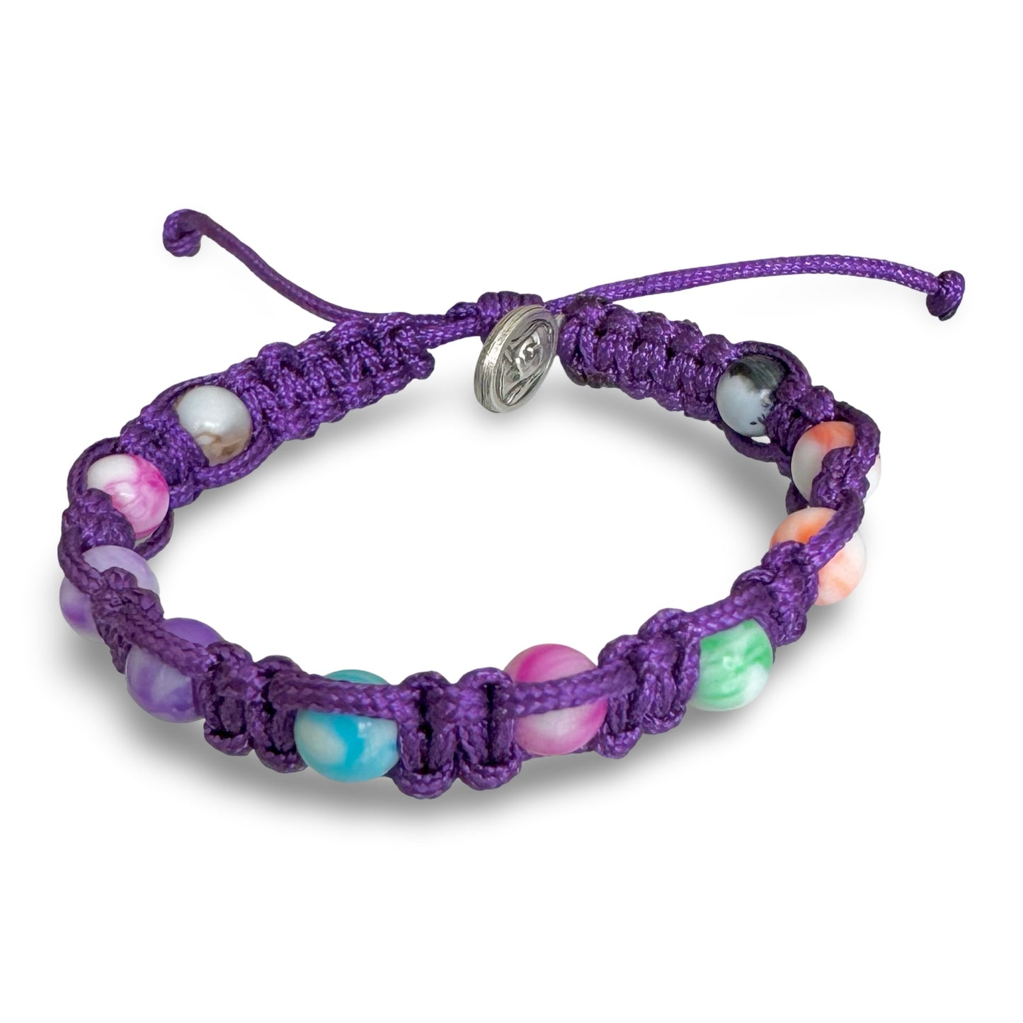 Queen of Peace Colorful Cord Bracelet With Marble Beads