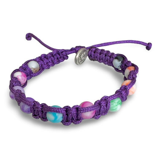 Queen of Peace Colorful Cord Bracelet With Marble Beads