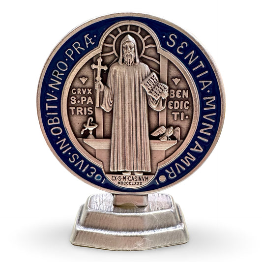 Large, Colored St. Benedict Standing Figure with Sticker