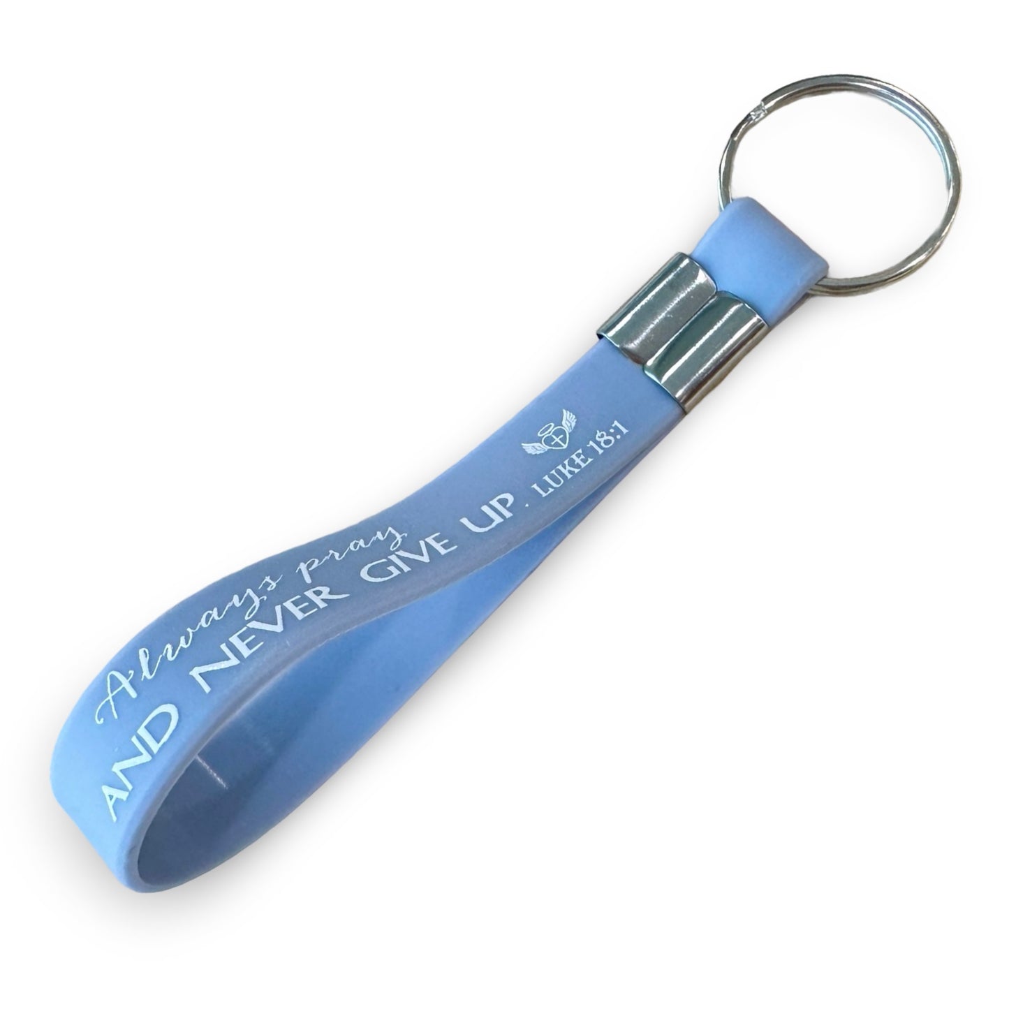 “Always Pray and Never Give Up” Silicone Bible Verse Keychain