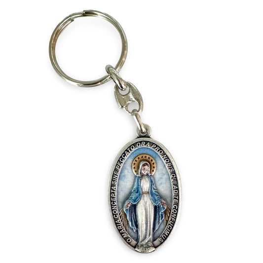 Painted Miraculous Medal Keychain