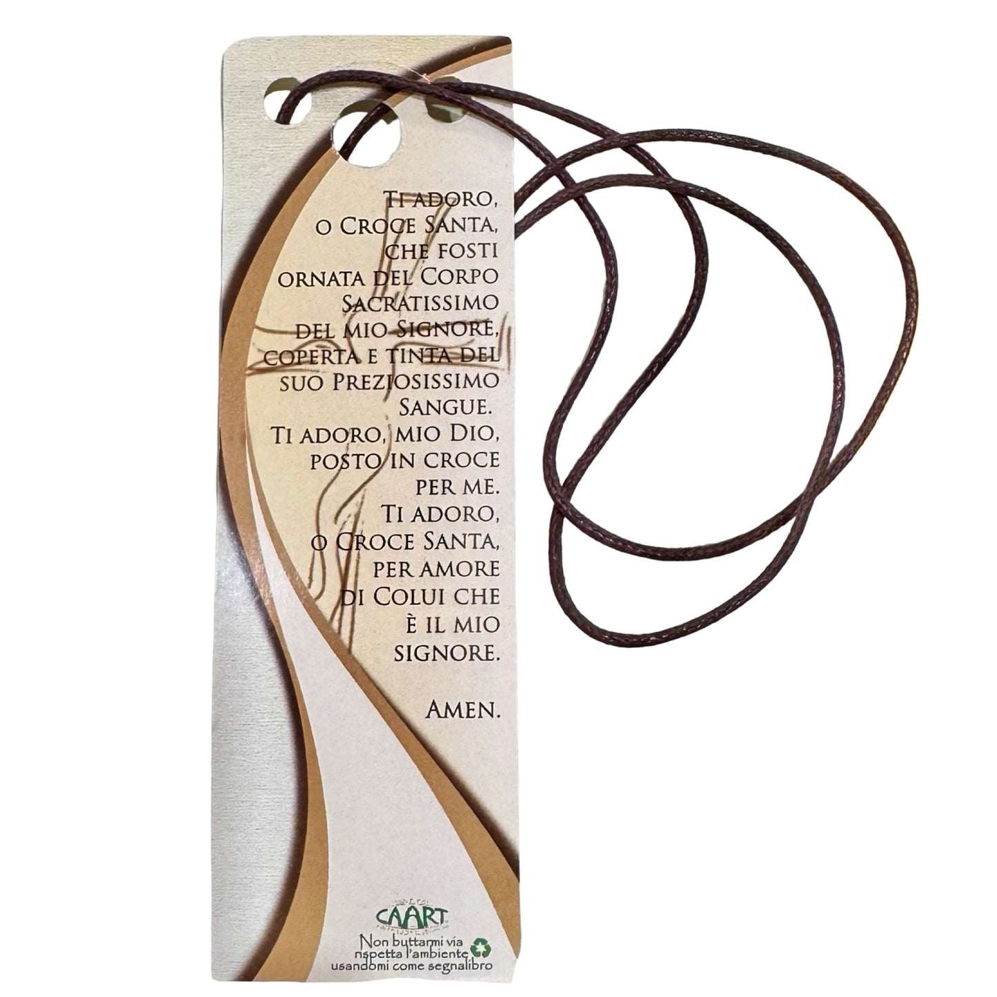 Tiny Wooden Crucifix with Rope Necklace