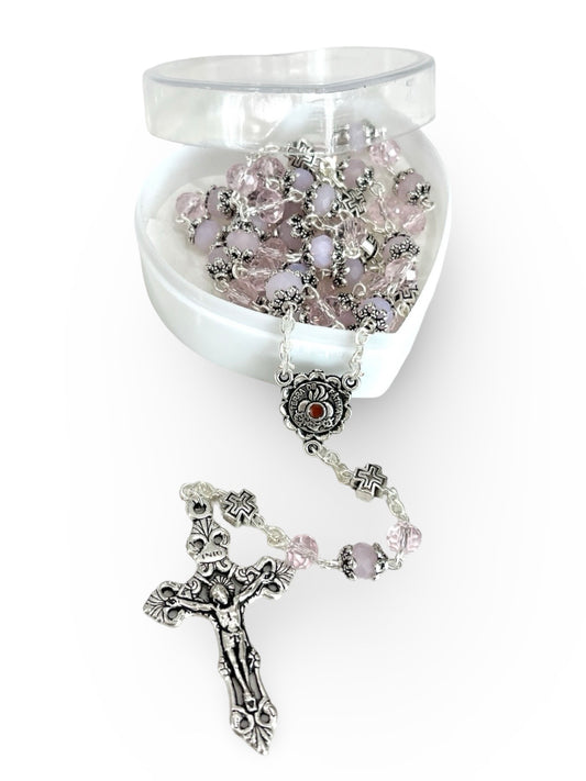 Embellished Fatima Rosary With Soil in Heart Shaped Case