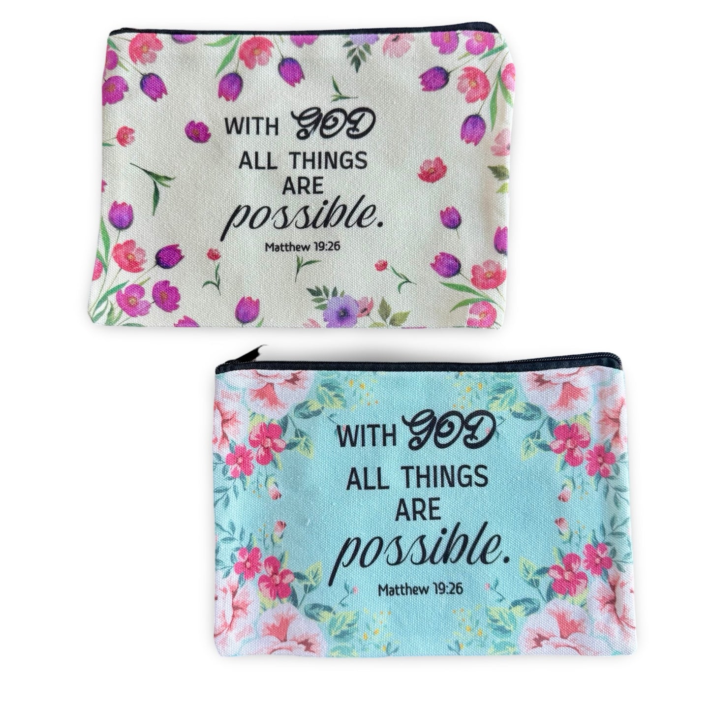 Colorful Bible Verse Zipper Pouches of Assorted Designs
