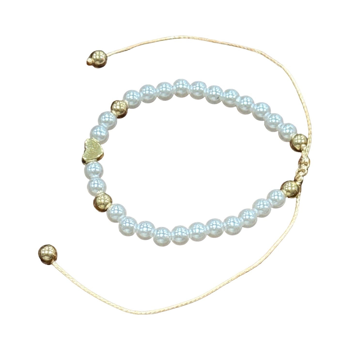 Pearl and Gold Heart Bracelet