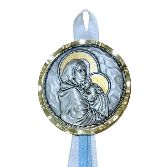 Our Lady Holding Baby Jesus Crib Medallion