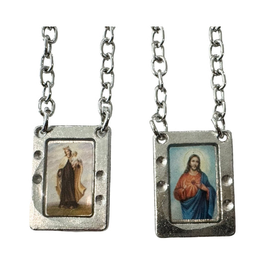Silver Rectangle Scapular with Colored Image