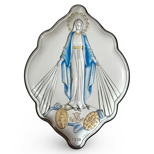 Scalloped Silver Image of Our Lady of the Miraculous Medal
