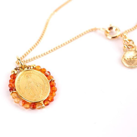 'PREGARE' MIRACULOUS VIRGIN NECKLACE -CARNELIAN-