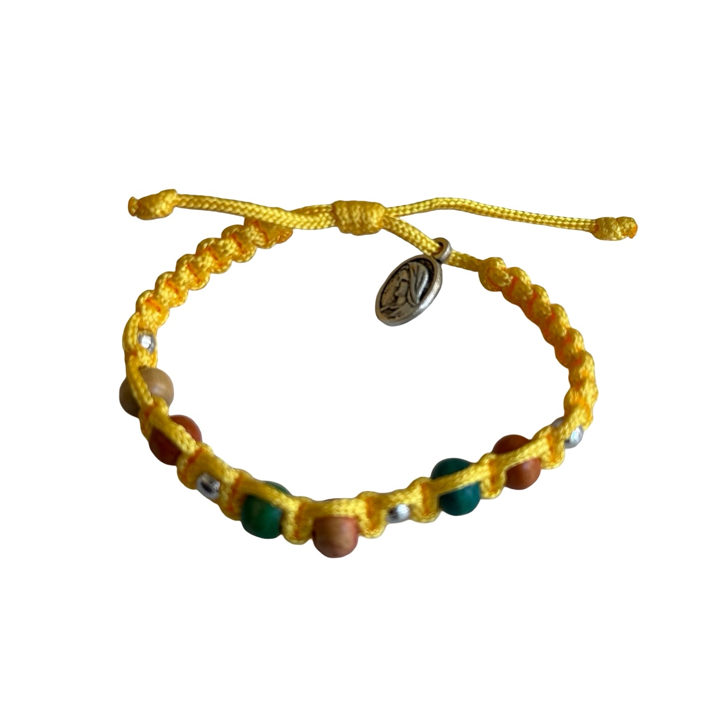 Queen of Peace Cord Bracelet With Colored Wooden Beads