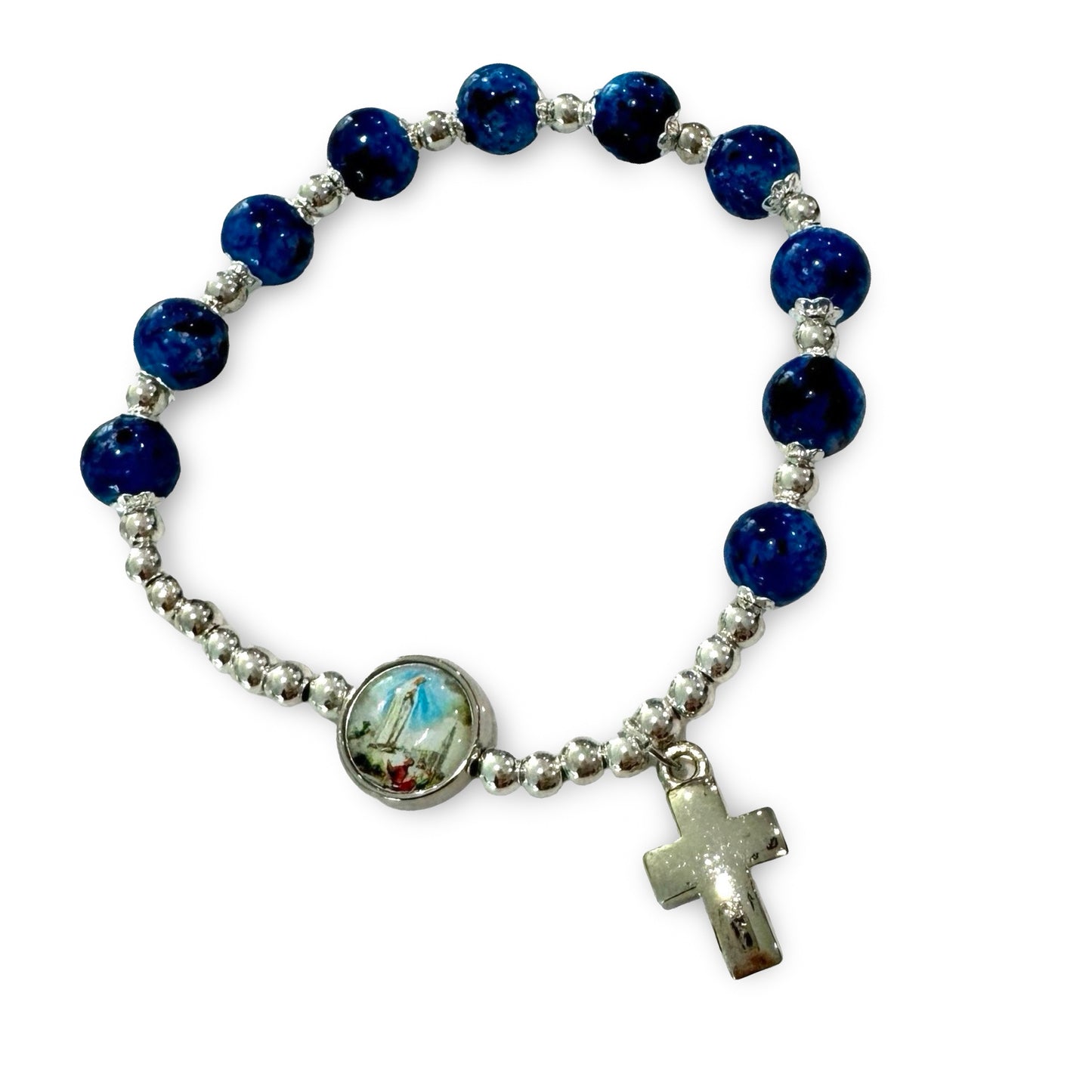 Large Marble Fatima Rosary Bracelet of Assorted Colors