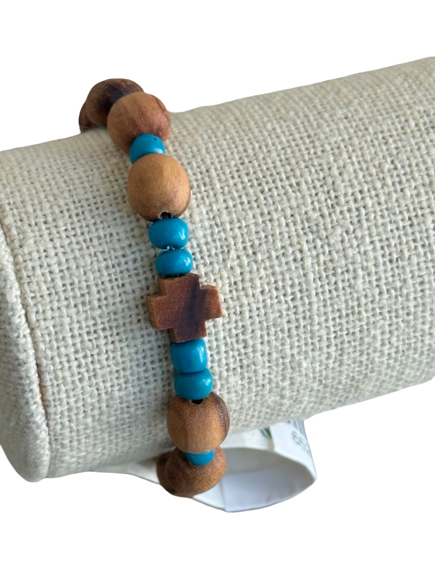 Queen of Peace Stretch Bracelet With Colored and Olive Wood Beads