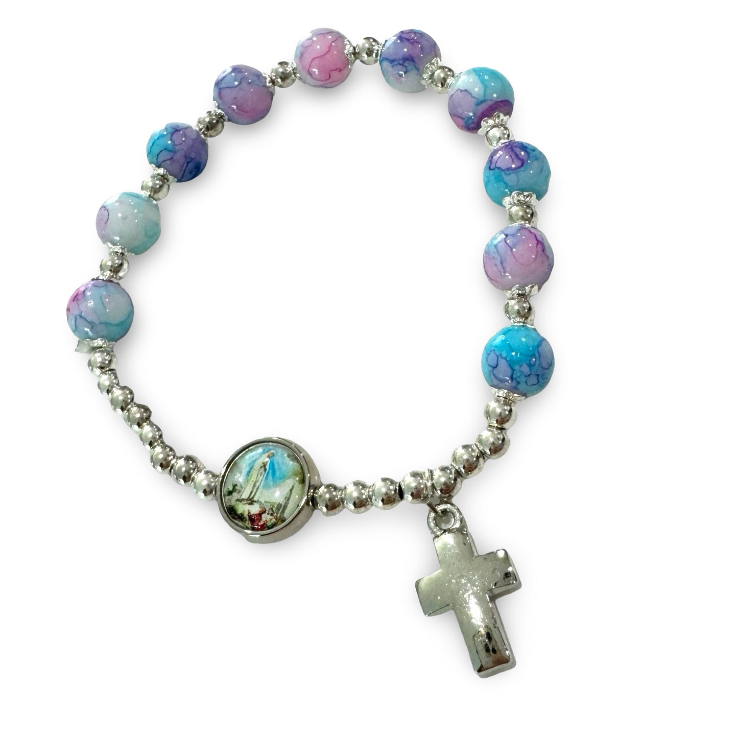 Large Marble Fatima Rosary Bracelet of Assorted Colors