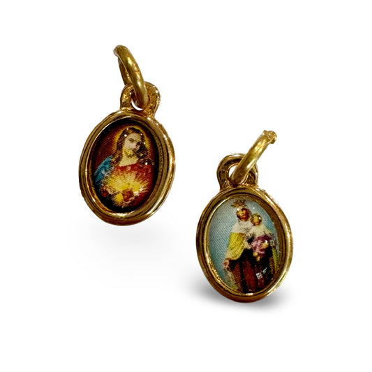Tiny Gold Colored Scapular Medal Set