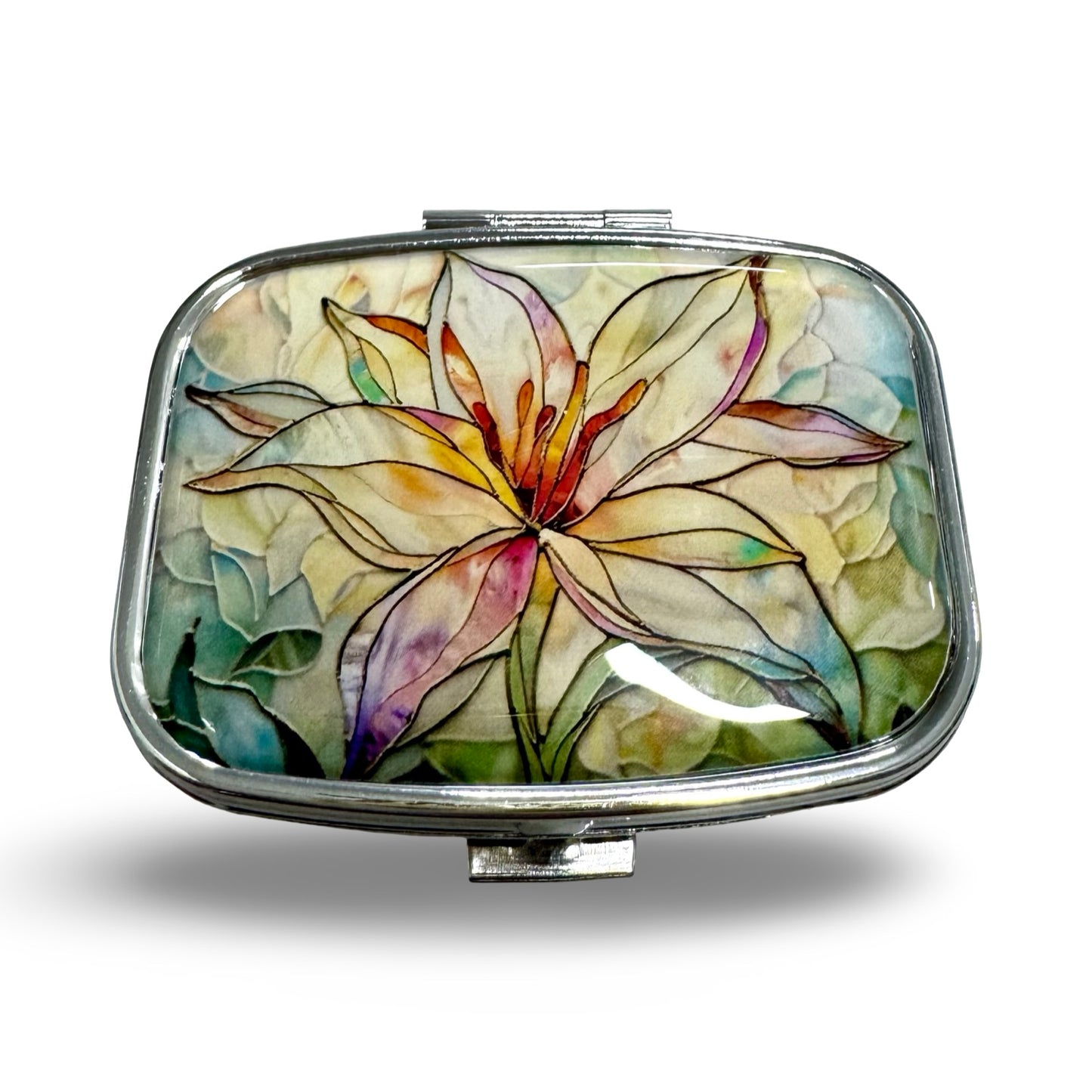 Silver Water Lily Pill Case