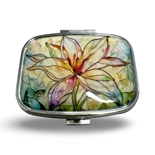Silver Water Lily Pill Case