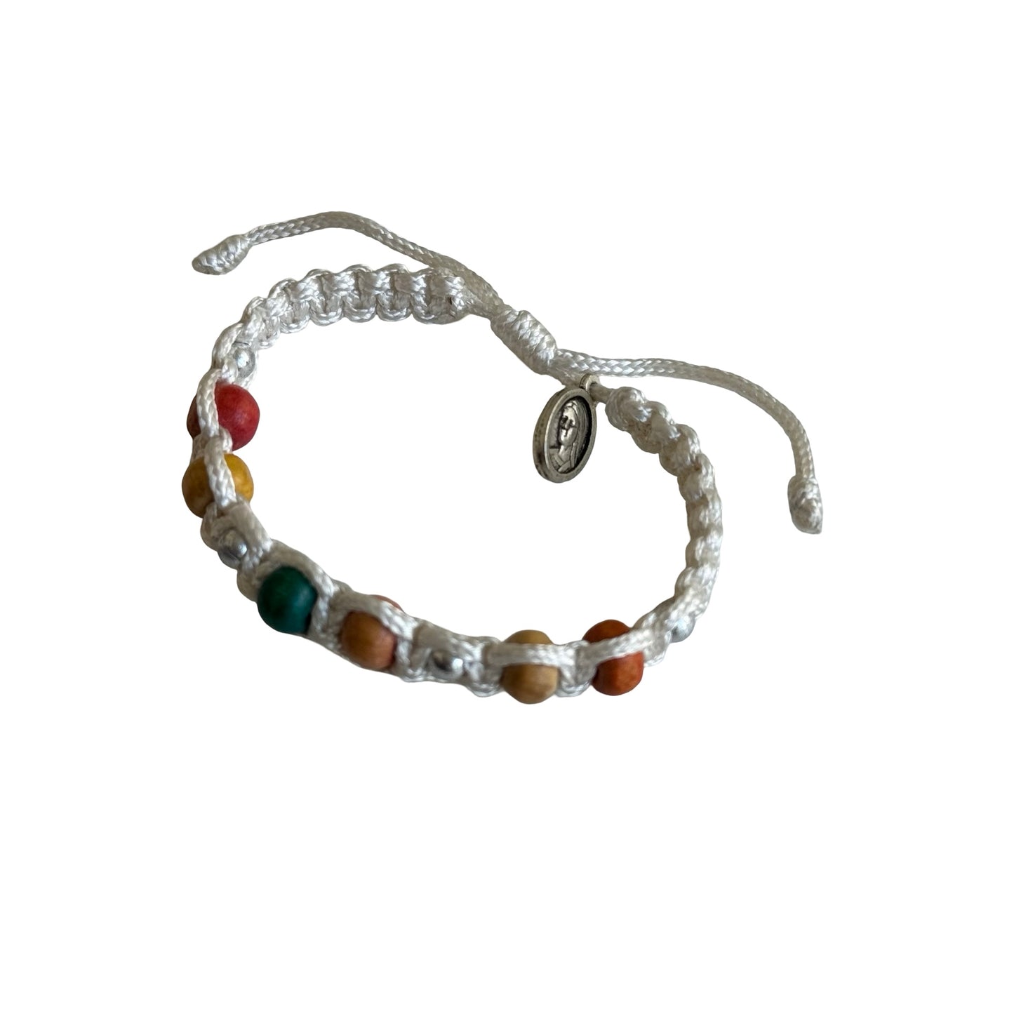 Queen of Peace Cord Bracelet With Colored Wooden Beads