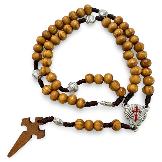 Wooden Rosary with Santiago Shell