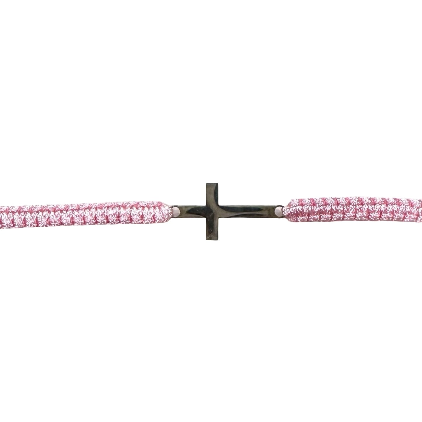 Braided Cord Adjustable Bracelet with Silver Cross