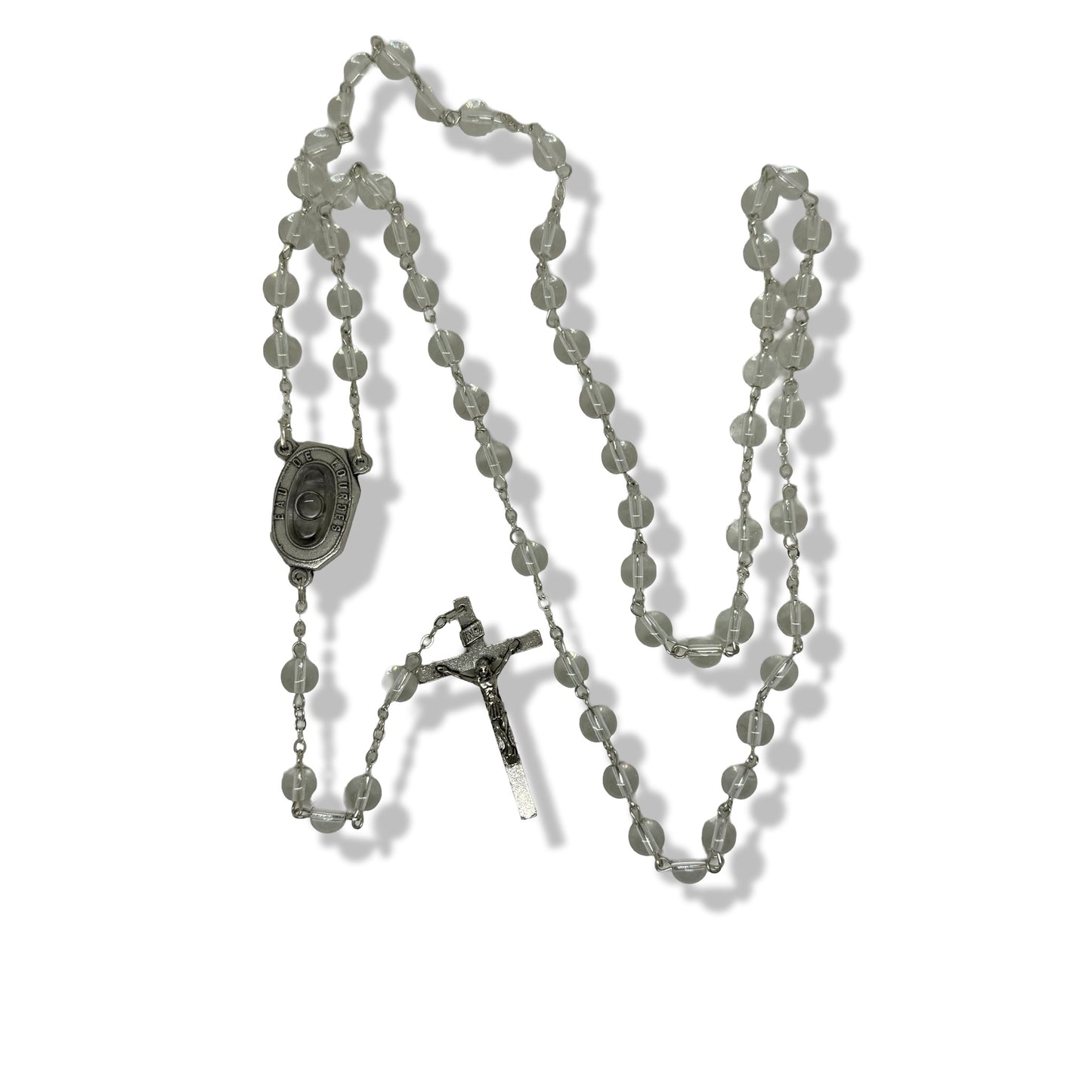 Clear Lourdes Rosary with Water