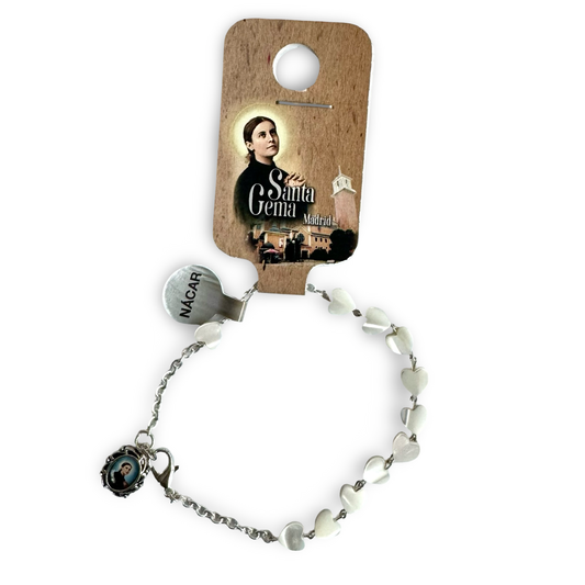 St. Gemma Galgani Mother of Pearl Heart Bracelet
