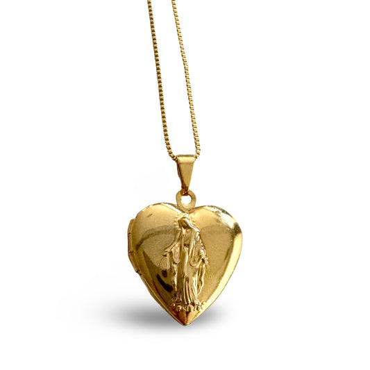 Gold Marian Locket Necklace
