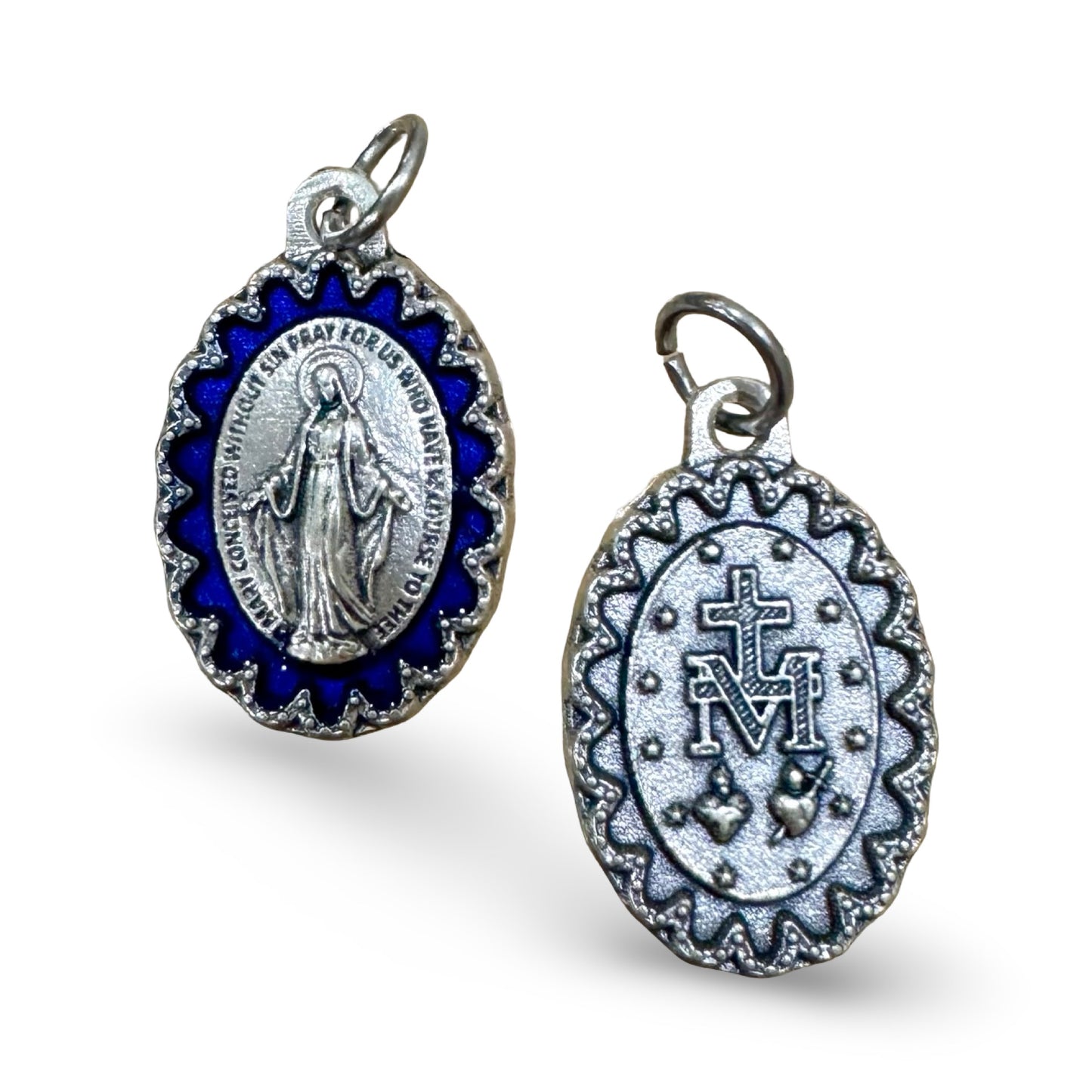Detailed Miraculous Medal with Blue Border