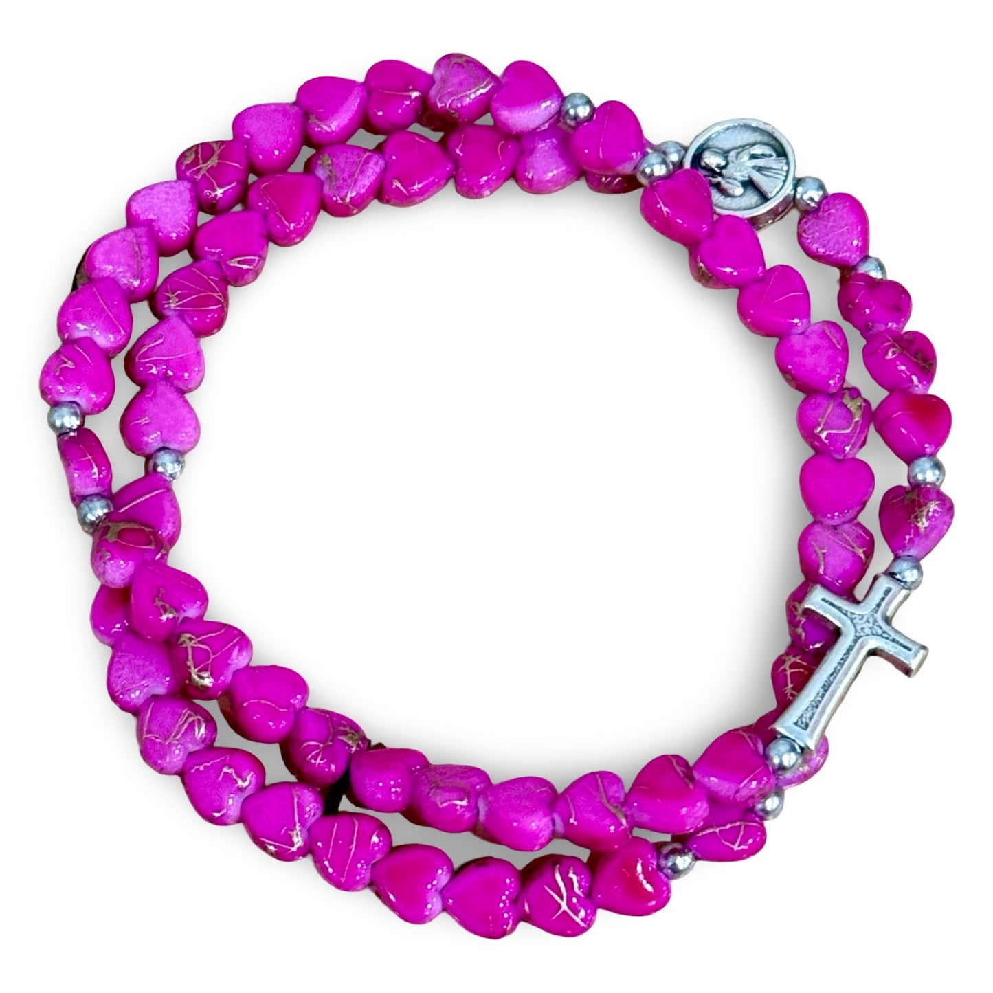 Heart Wrap-Around Rosary Bracelet of Assorted Colors